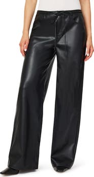 Habitual Drawstring Faux Leather Wide Leg Pants