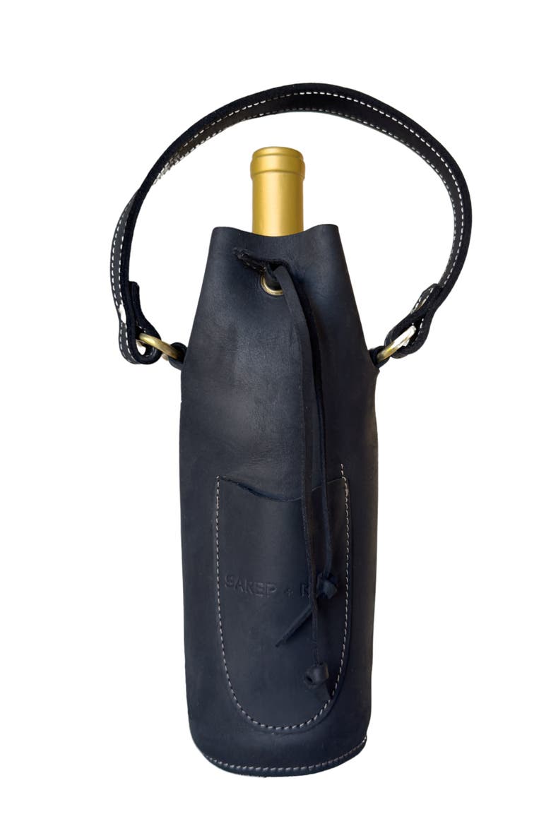 Leather Bottle Tote with Pocket, Main, color, Black Nubuck