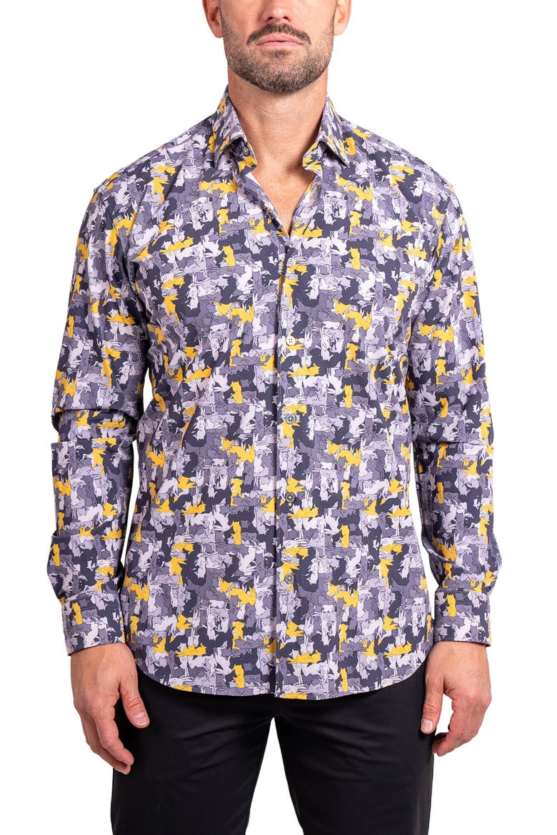 Fibonacci Ascension Contemporary Fit Button-Up Shirt, Main, color, GREY