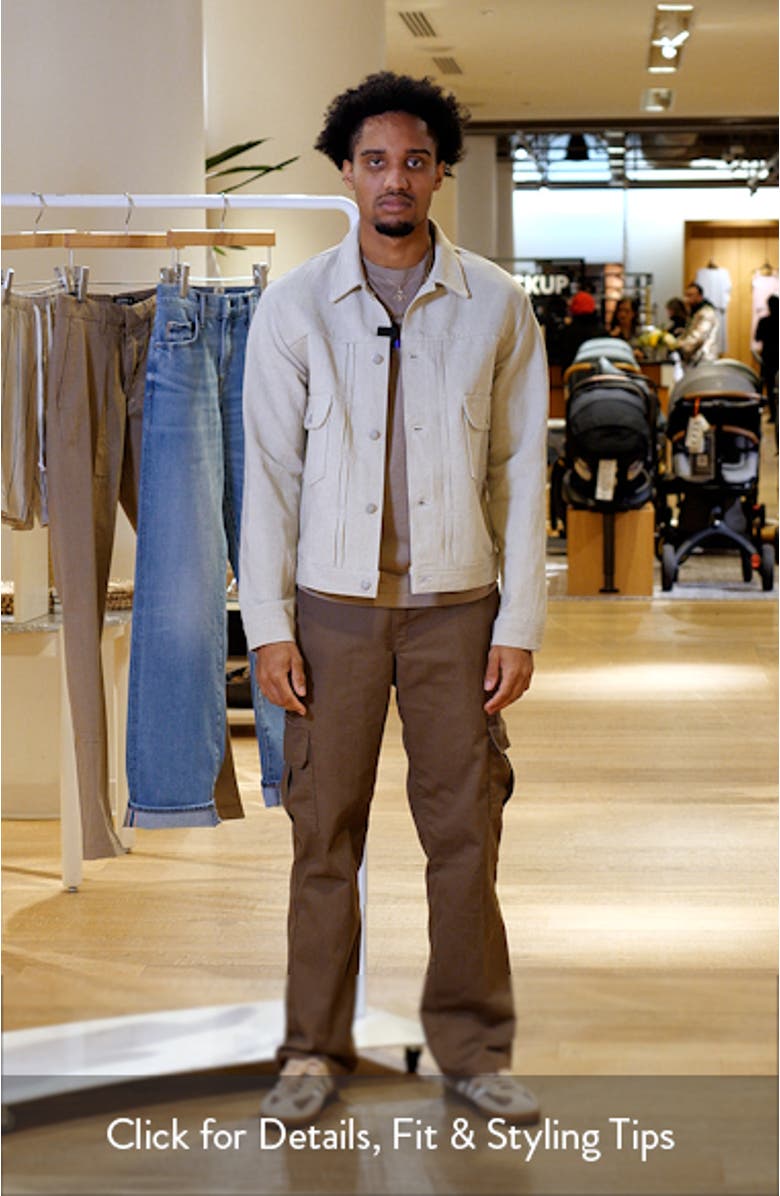 Tan Cotton & Linen Twill Trucker Jacket, sales video thumbnail