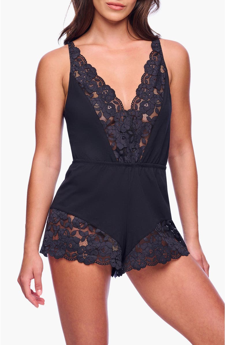 Cosabella Romanza Sleep Romper, Main, color, Black