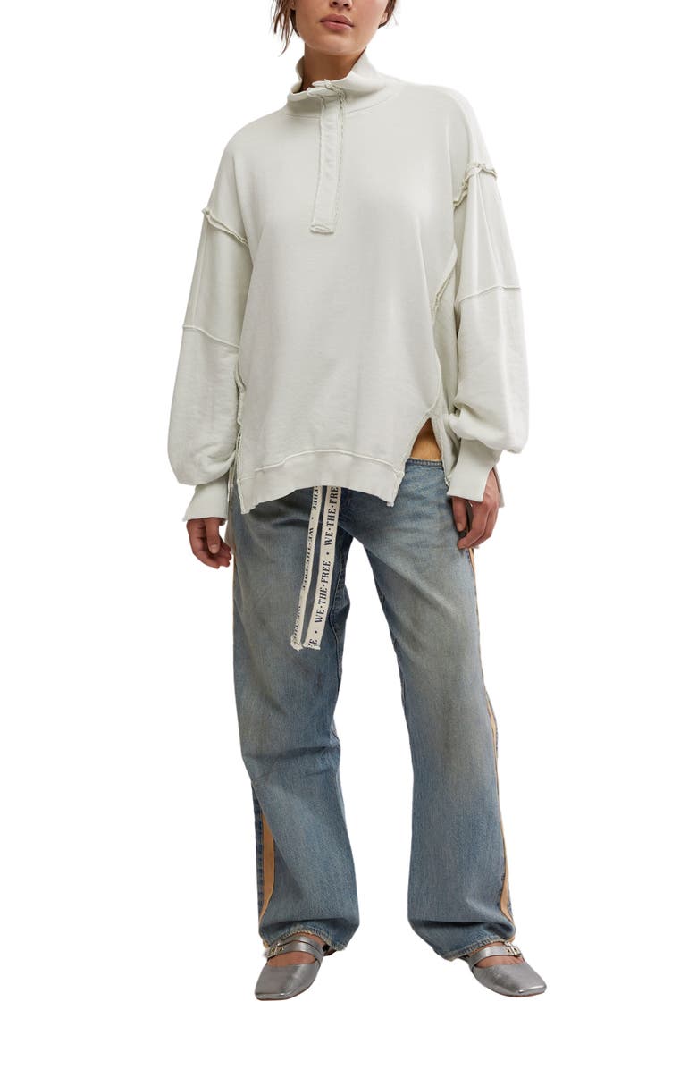 Free People Camden Oversize Henley, Alternate, color, Grey Opal