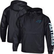Champion Men's Champion Black Carolina Panthers Packable Hooded Windbreaker Half-Zip Jacket