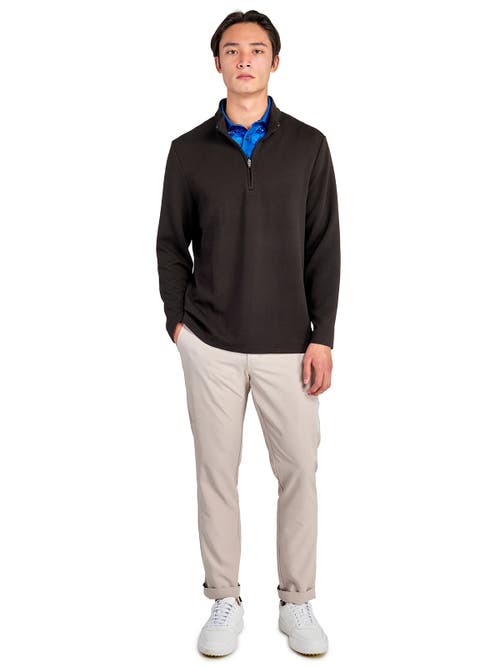 Construct Solid Waffle Knit Quarter Zip In Black