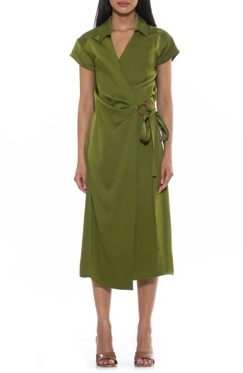 Paris Surplice Wrap Midi Dress
