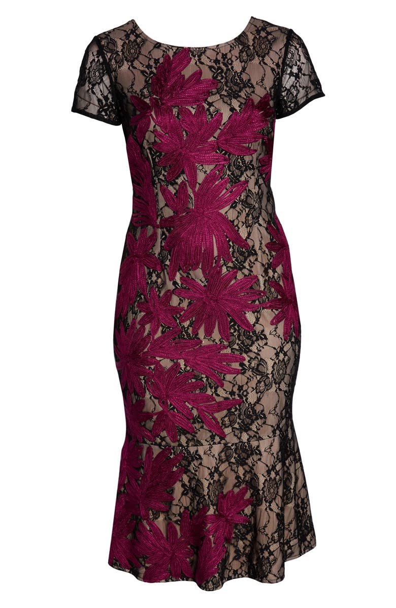 JS Collections Two Tone Embroidered Lace Dress, Alternate, color,