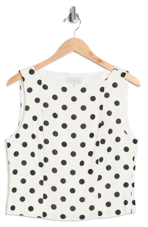 Polka Dot Linen Blend Tank