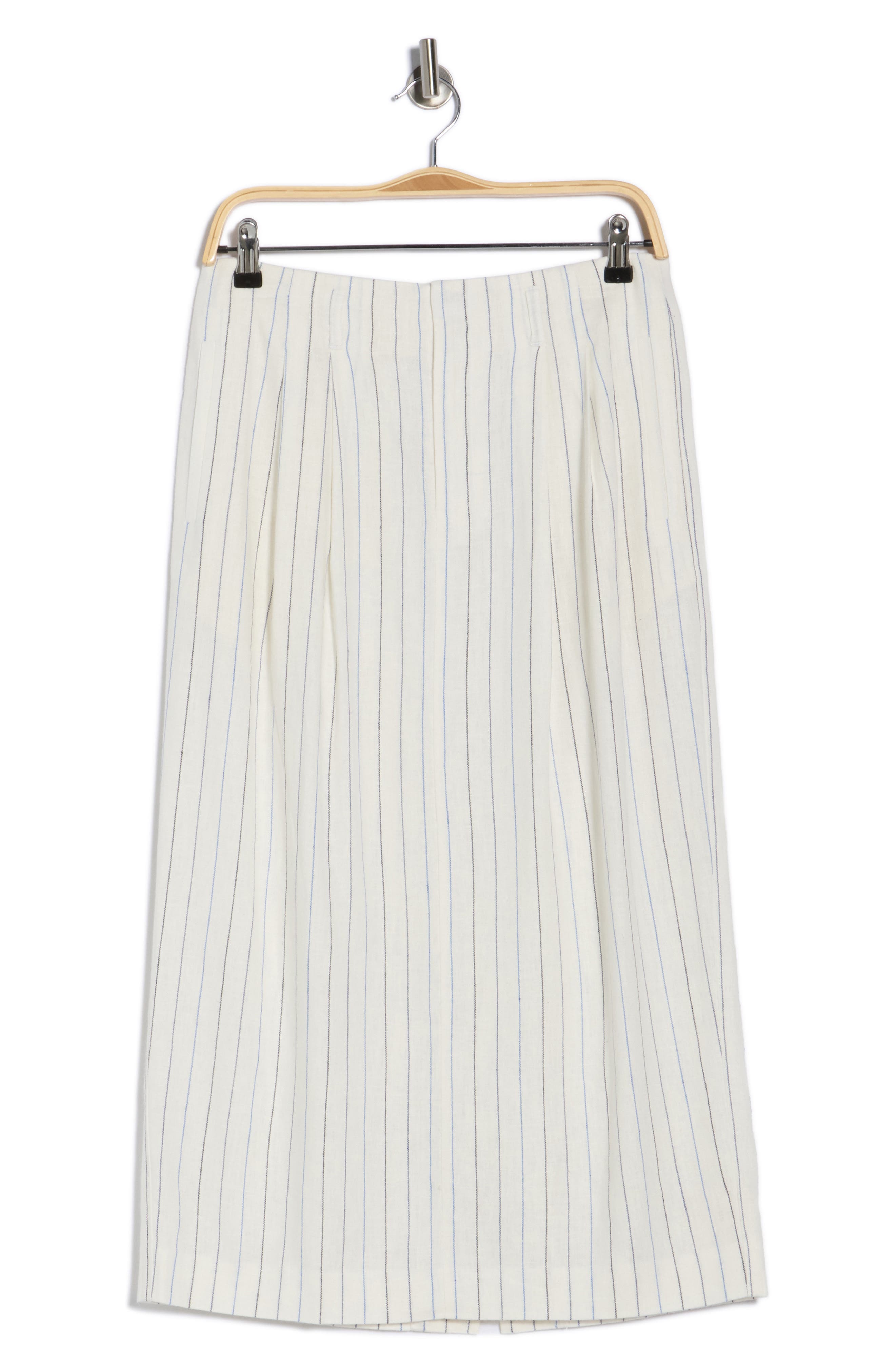 THE GREAT. The Pleated Linen Blend Column Skirt