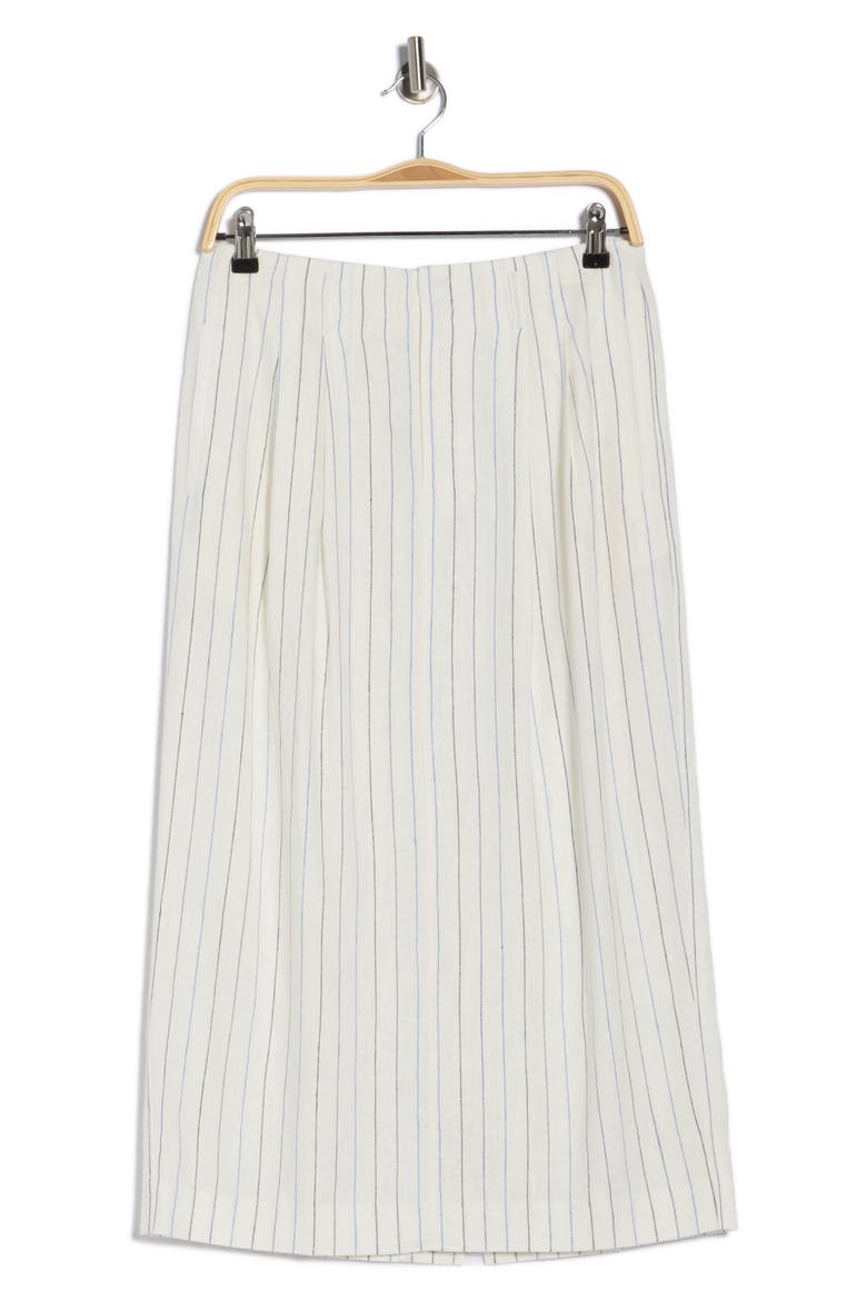 The Pleated Linen Blend Column Skirt, Alternate, color, CREAM PINSTRIPE