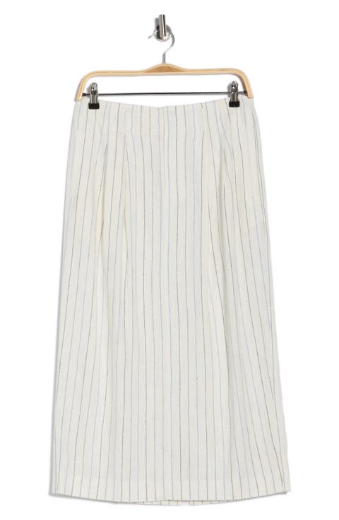 The Pleated Linen Blend Column Skirt