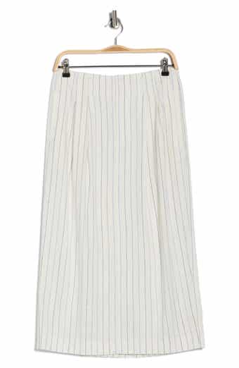 THE GREAT. The Pleated Linen Blend Column Skirt