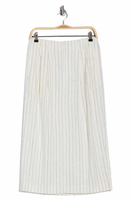 THE GREAT. The Pleated Linen Blend Column Skirt