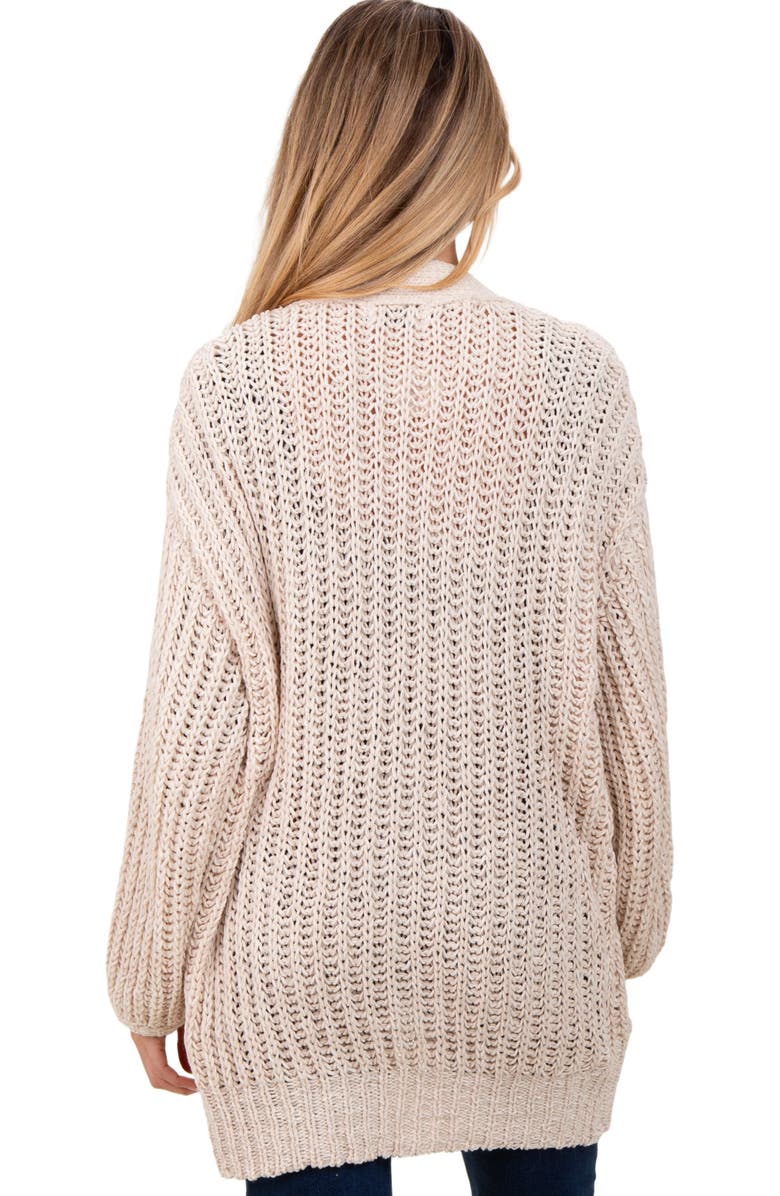 PinkBlush Chunky Knit Oversized Pocket Cardigan, Alternate, color, Beige