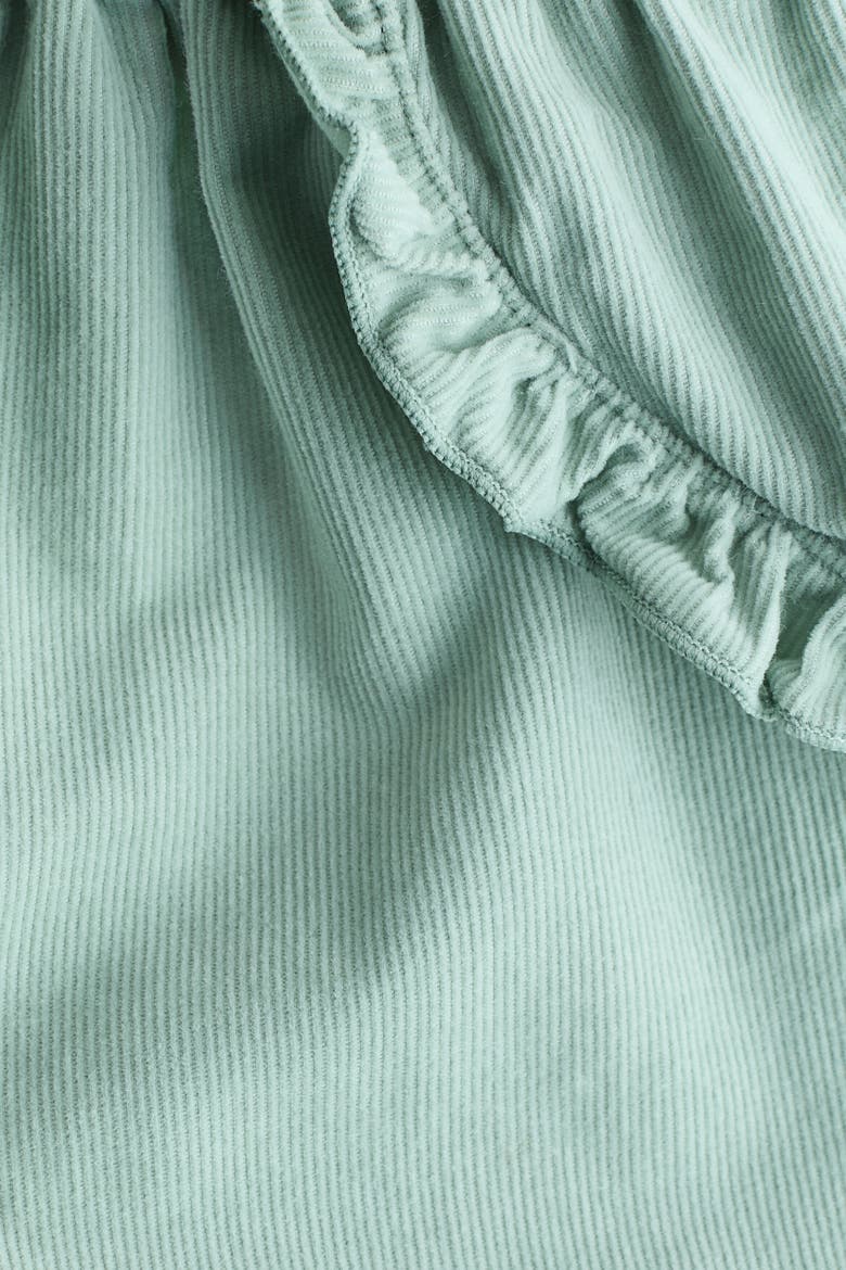 Frill-trimmed Corduroy Trousers, Alternate, color, Light dusty green