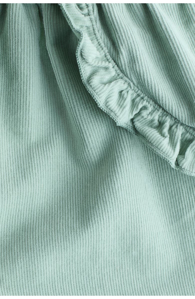 H&M Frill-trimmed Corduroy Trousers, Alternate, color, Light Dusty Green