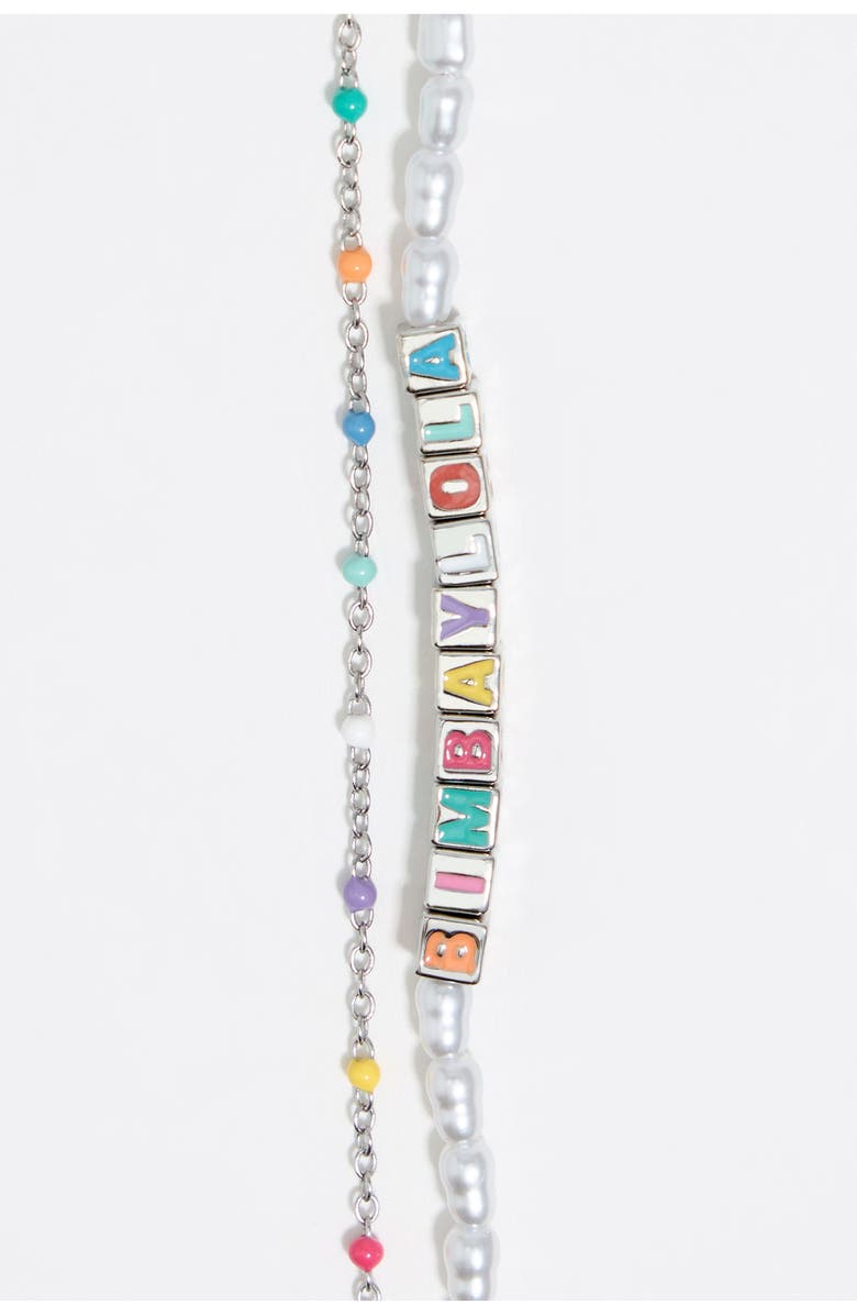 Bimba y Lola Double-Layer Dice Logo Bracelet, Alternate, color, Silver