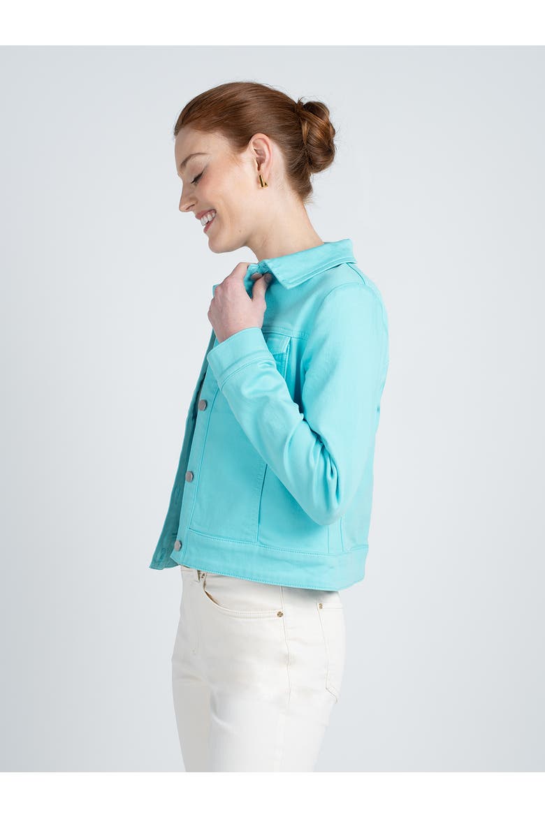 Darla Coloured Twill Jacket, Alternate, color, Light Aqua