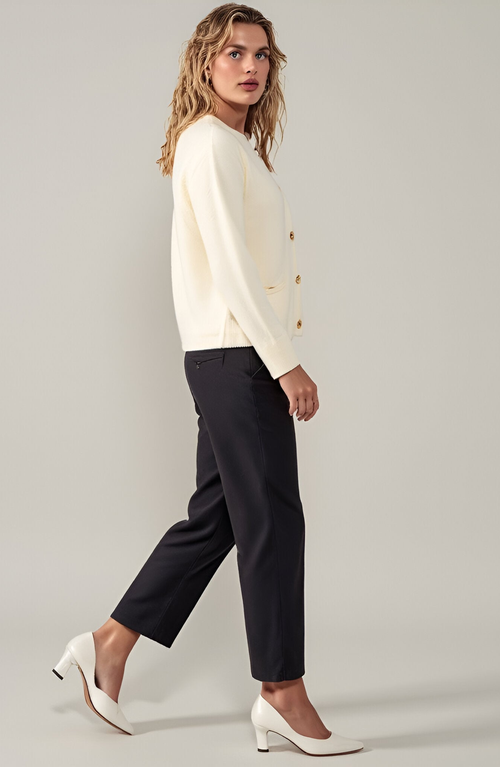 Modenaire Button-front Cardigan With Patch Pockets In White