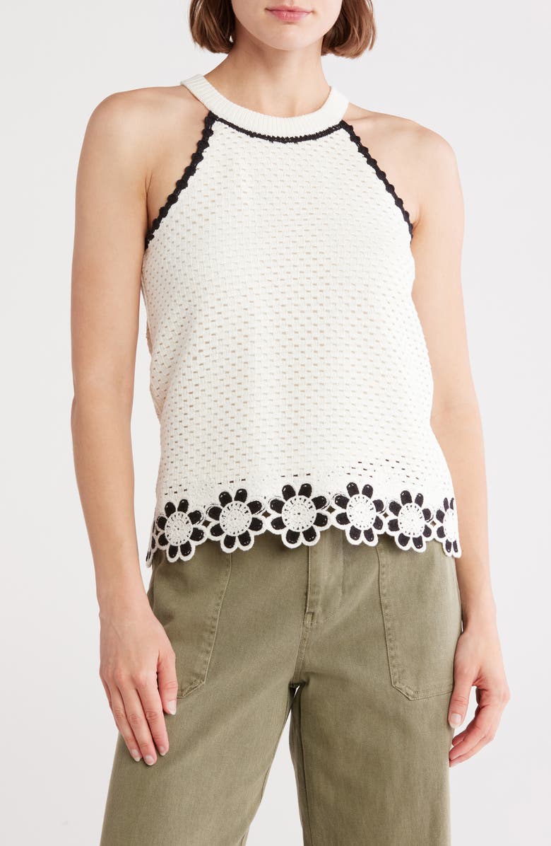 Design History Crochet Sweater Tank, Main, color, Vanilla Combo