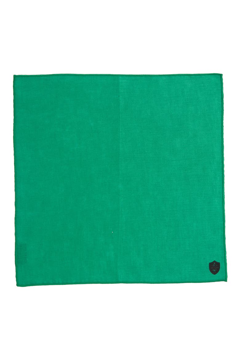 Kelly Green Slub Linen Pocket Square, Alternate, color, GREEN