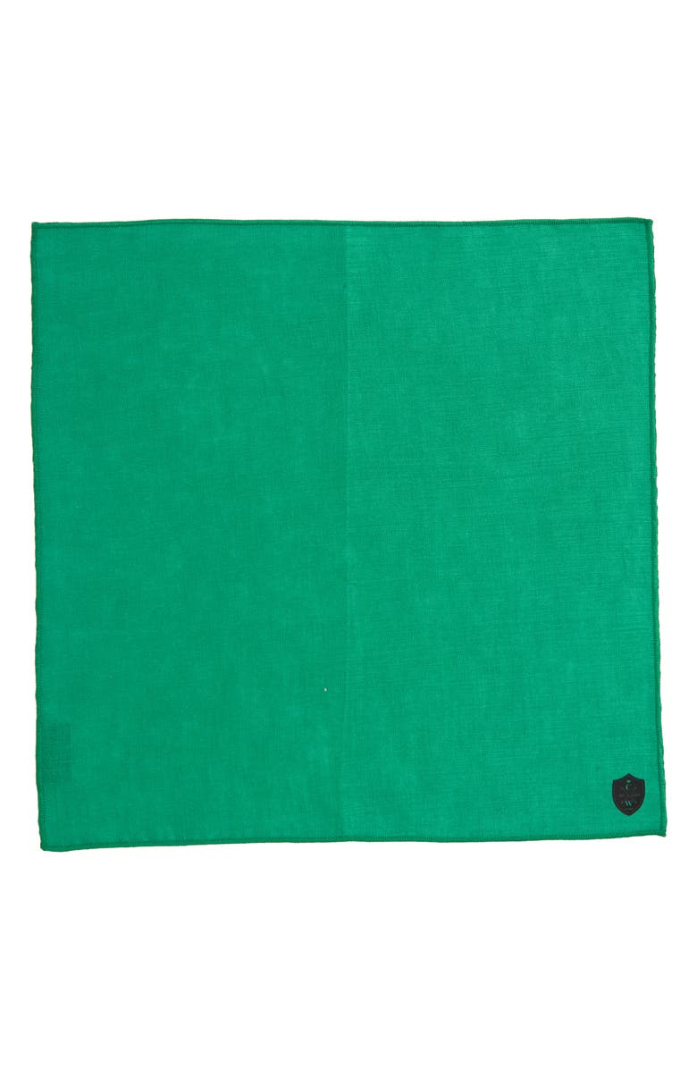 CLIFTON WILSON Kelly Green Slub Linen Pocket Square, Alternate, color, Green