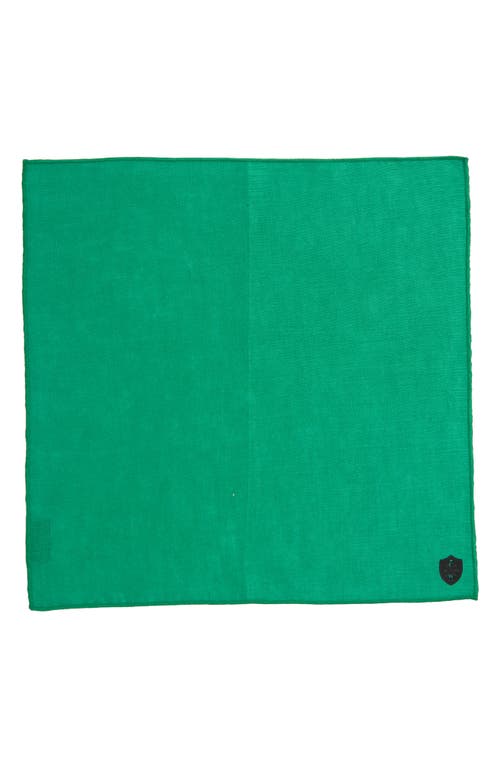Clifton Wilson Kelly Green Slub Linen Pocket Square