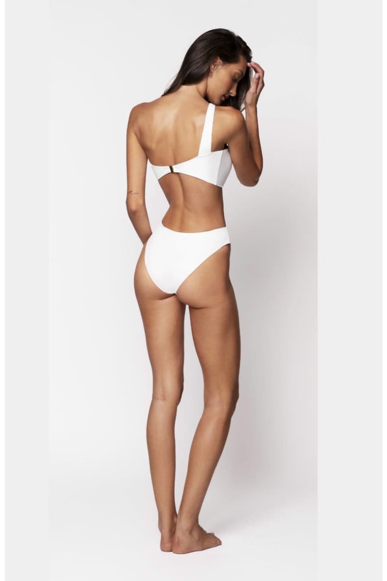 Cacia Asymmetric Ruched Bandeau Top And Bottom 2-Piece Bikini Set, Alternate, color, White