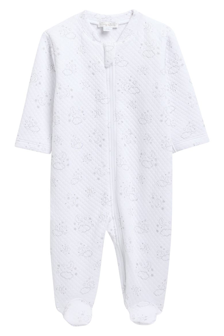 Jacquard Zip Pima Cotton Footie, Main, color, SILVER