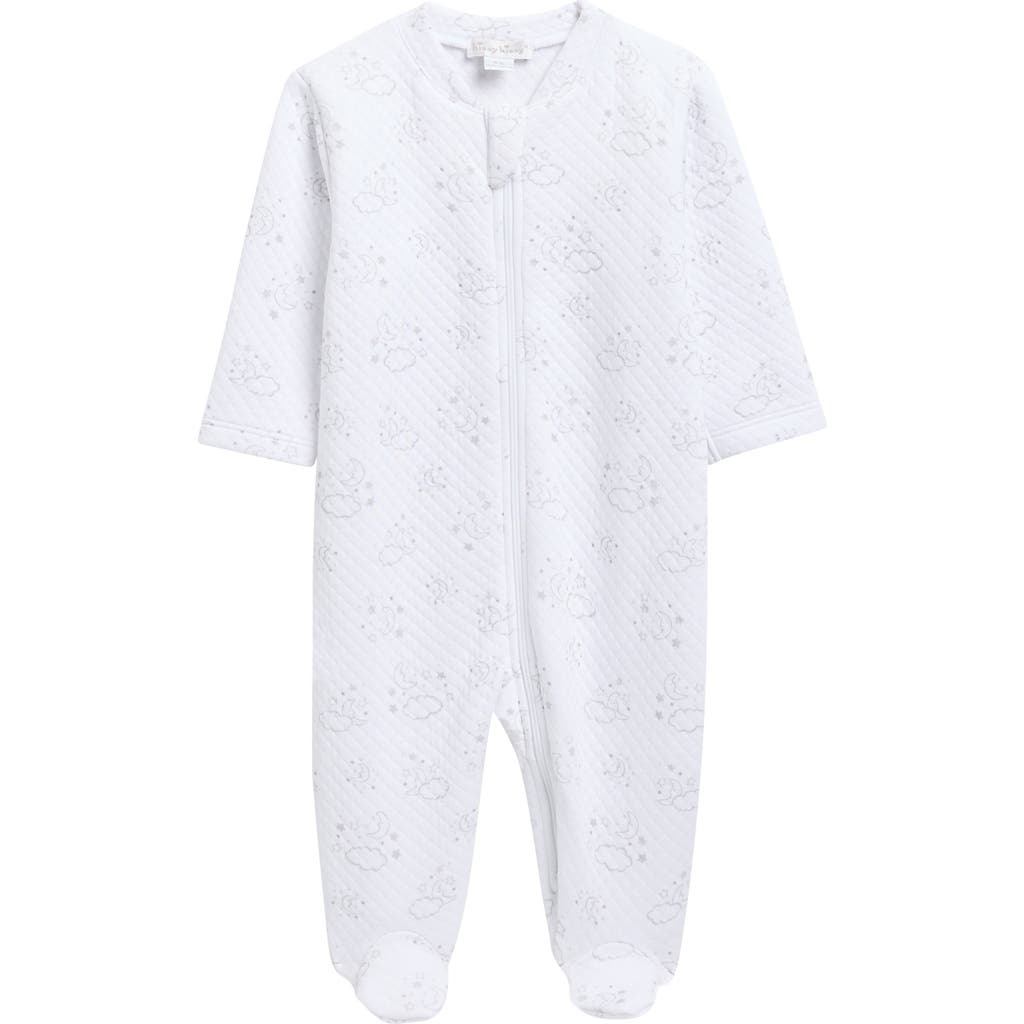 Kissy Kissy Jacquard Zip Pima Cotton Footie In White