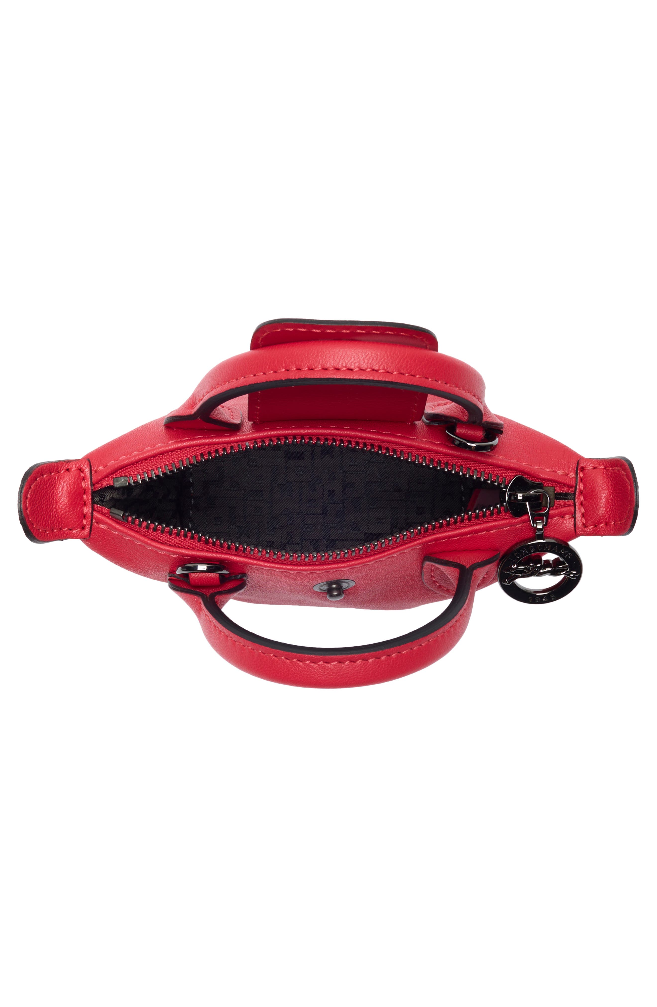 Longchamp Nano Leather Crossbody Bag, Alternate, color, Red