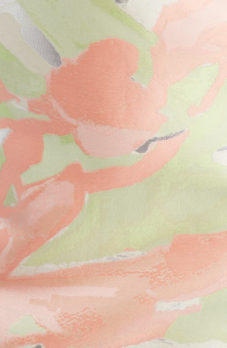 Ming Wang Metallic Abstract Jacquard Sheath Dress, Alternate, color, Fern/ Orange Burst/ Limestone