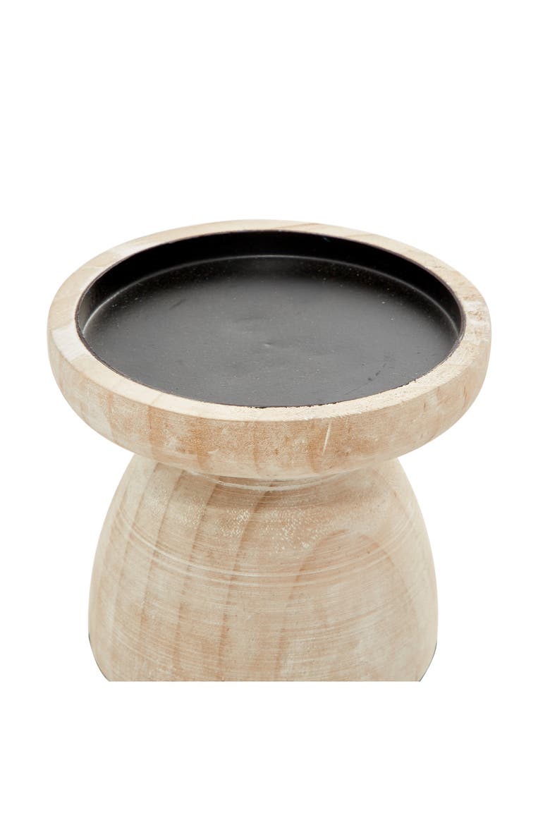 Brown Wood Pillar Candle Holder with Whitewash Finish - Set of 3, Alternate, color, BROWN