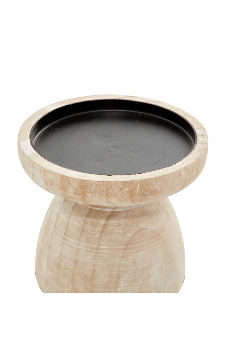 GINGER BIRCH STUDIO Brown Wood Pillar Candle Holder with Whitewash Finish - Set of 3, Alternate, color,