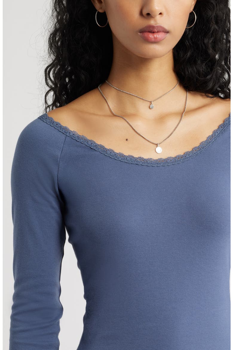 Lace Trim Long Sleeve Top, Alternate, color, BLUE VINTAGE