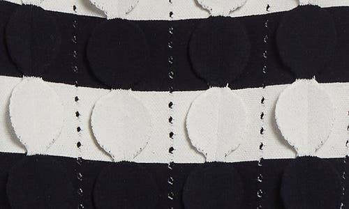 Oscar De La Renta Stripe 3d Circle Knit Minidress In Navy/ivory