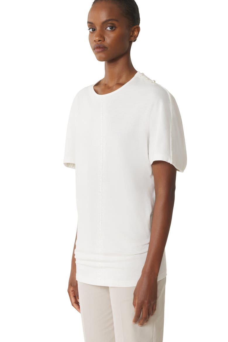 Cape-Effect T-Shirt In Cotton And Silk, Alternate, color, White