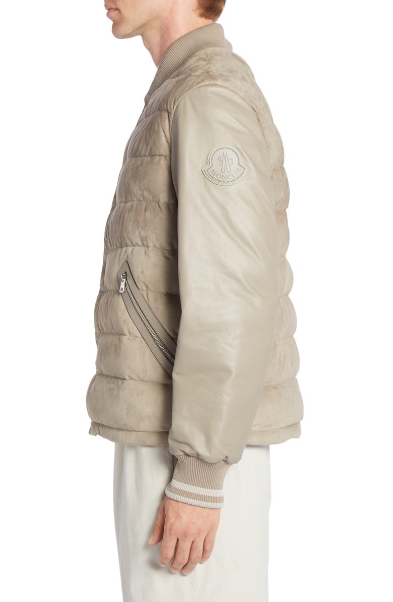Moncler Chalanches Quilted Leather Down Jacket, Alternate, color, 