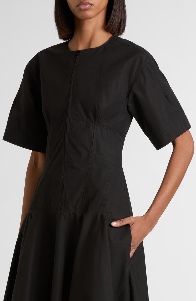 McQueen Cotton Poplin Midi Dress, Alternate, color, Black