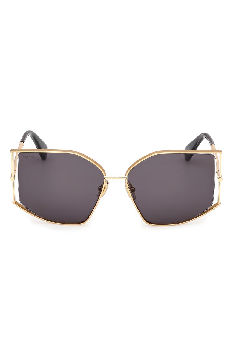 Max Mara Menton 59mm Cat Eye Sunglasses, Main, color, Deep Gold/ Black Horn/ Smoke