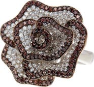 SUZY LEVIAN Sterling Silver Pavé Cubic Zirconia Flower Ring