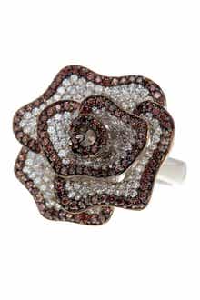 SUZY LEVIAN Sterling Silver Pavé Cubic Zirconia Flower Ring