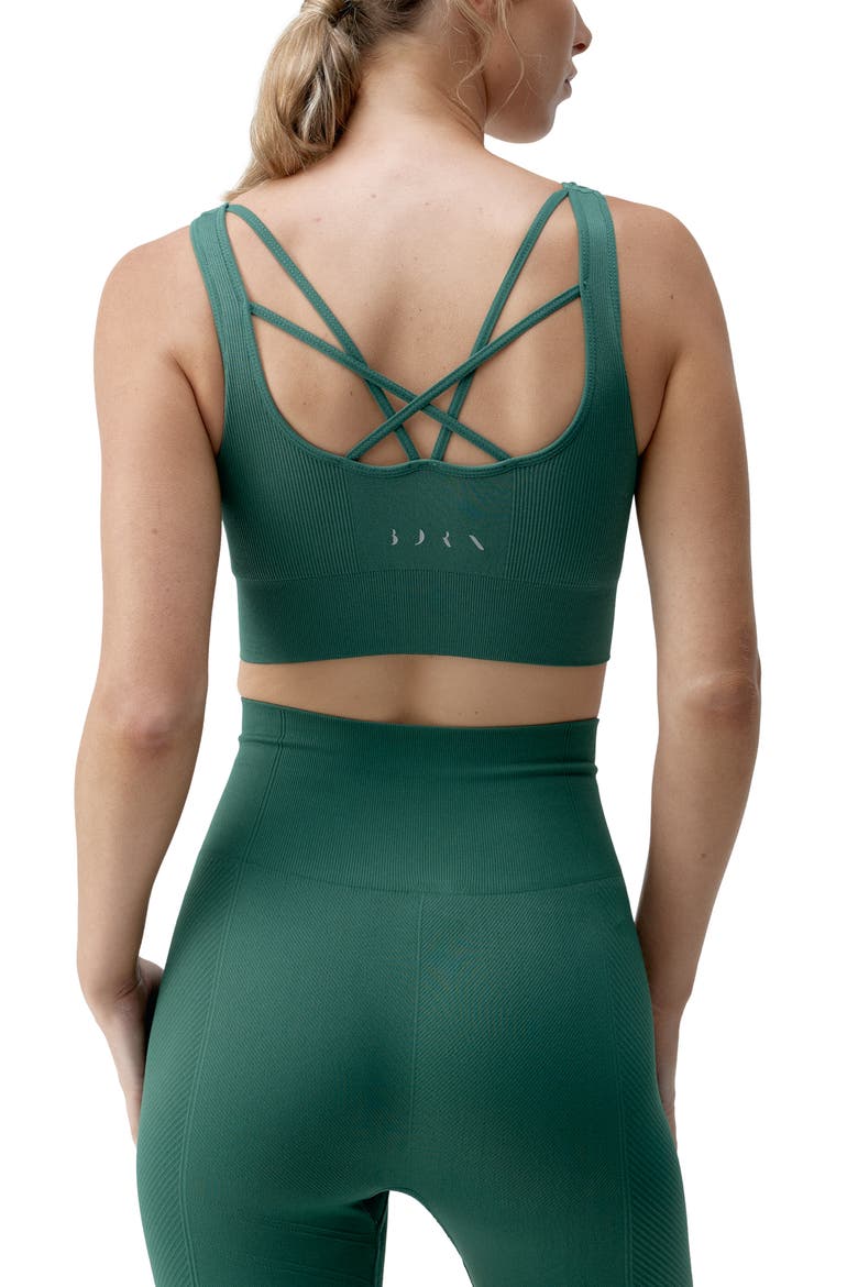 Naisha Medium Support Seamless Sport Top, Alternate, color, Moss