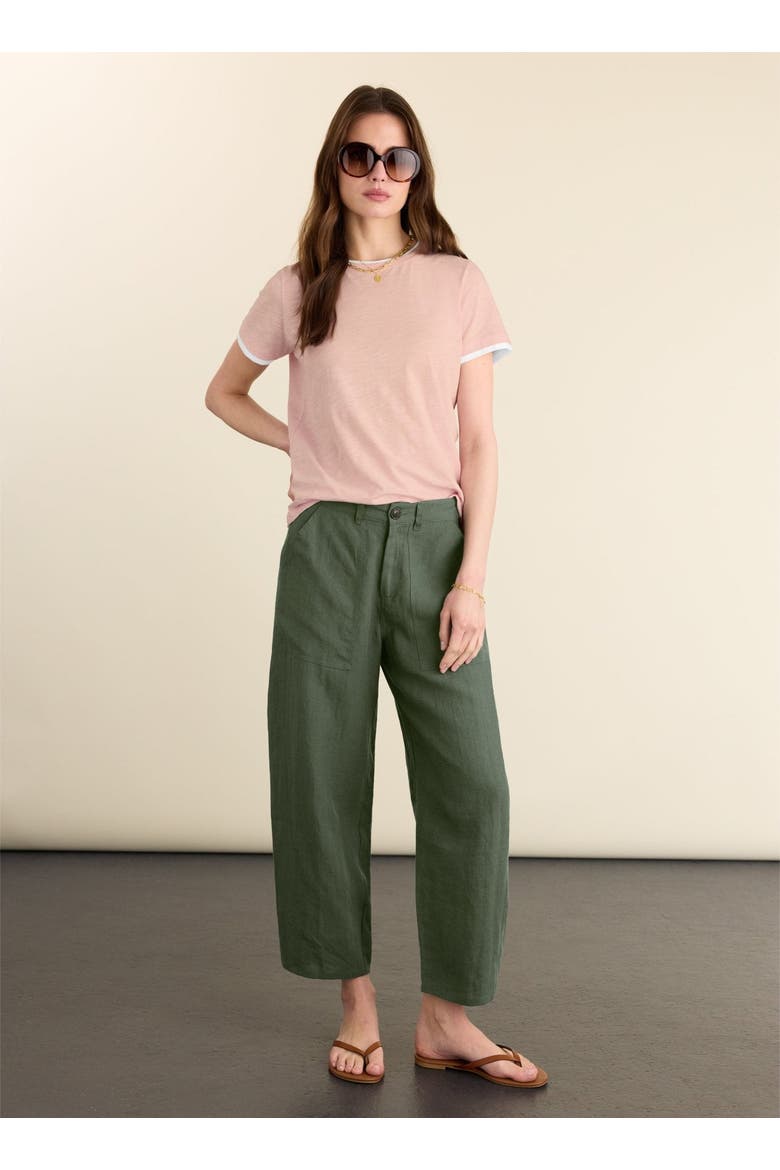 Brett Linen Barrel Leg Trousers, Alternate, color, Deep Khaki