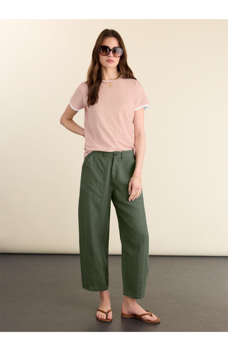 Baukjen Brett Linen Barrel Leg Trousers, Alternate, color, Deep Khaki