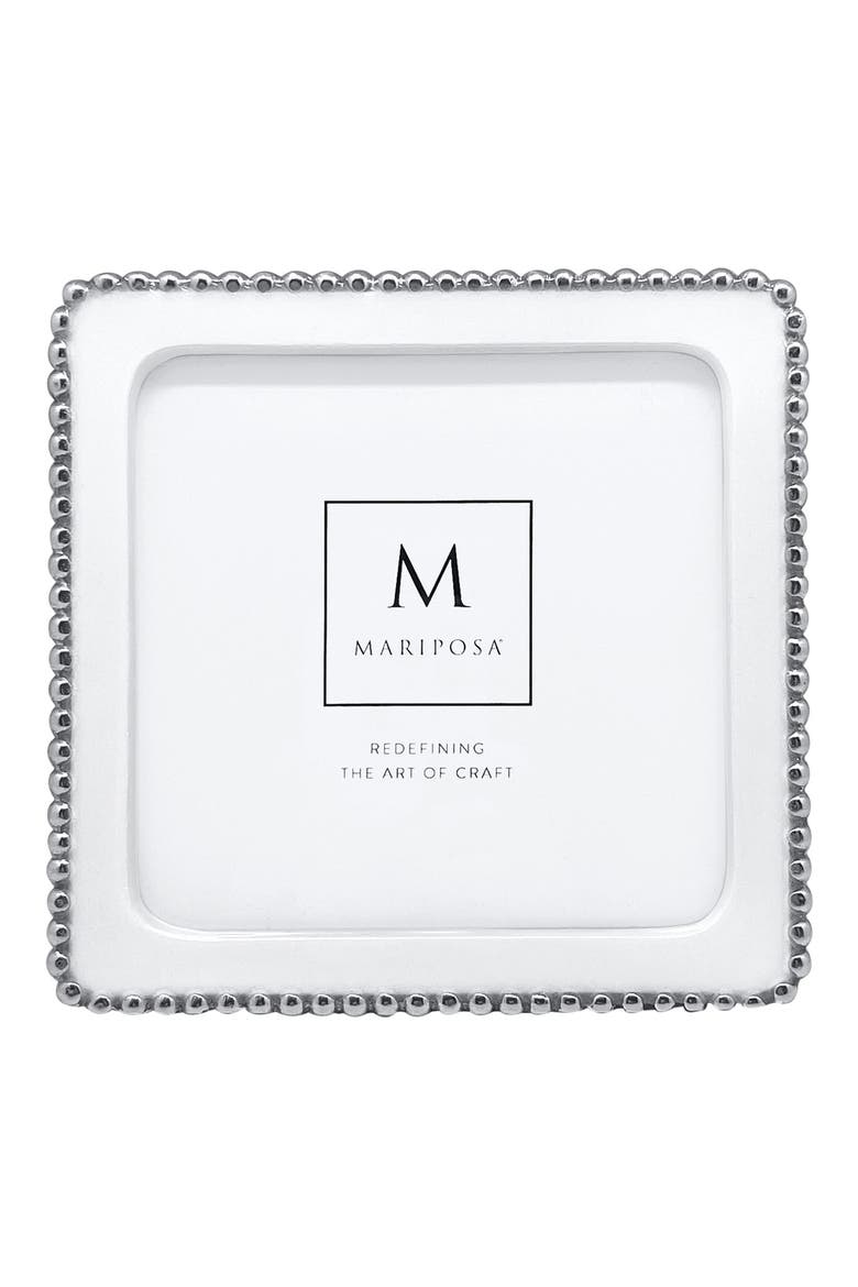 Beaded Sand Cast Aluminum Picture Frame, Alternate, color, WHITE