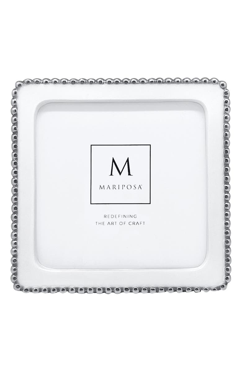 Mariposa Beaded Sand Cast Aluminum Picture Frame, Alternate, color, White