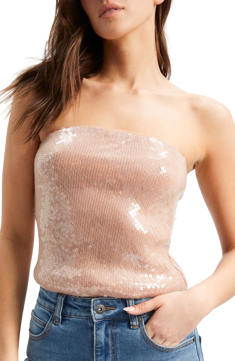 Bardot Launa Sequin Tube Top, Alternate, color, 