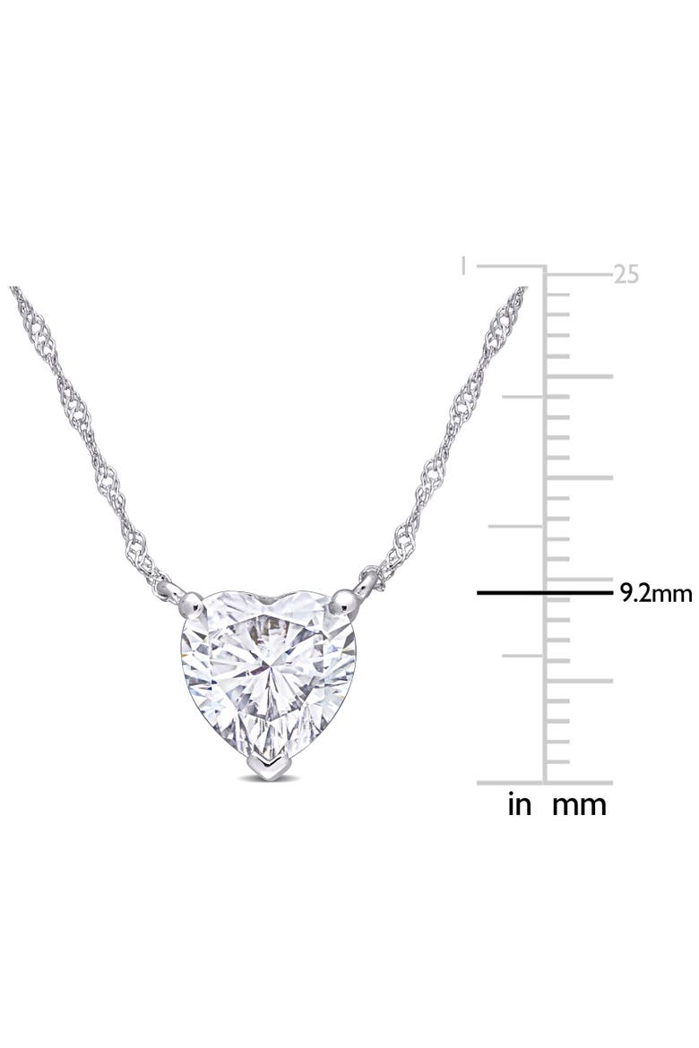 Moissanite Heart Solitaire Necklace 10k, Alternate, color, 10k White Gold