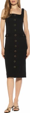 Alexia Admor Mae Button Trim Sleeveless Shift Dress