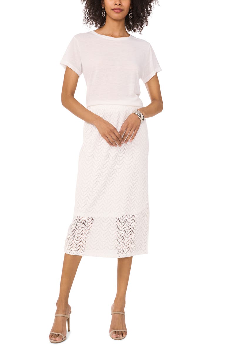 Vince Camuto Lace Midi Skirt, Alternate, color, New Ivory